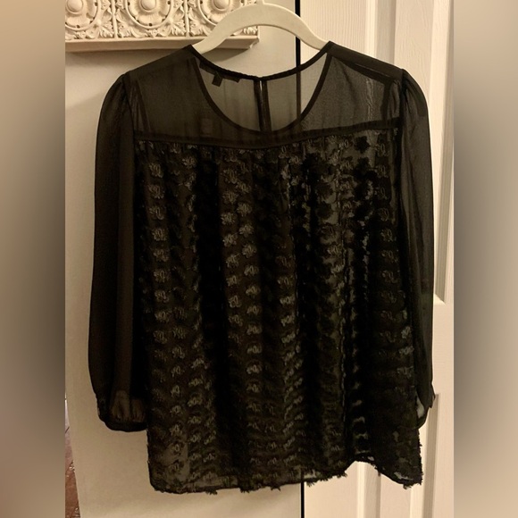 Madewell Floral Fringe Sheer Black Peasant Blouse Top NWT — M - Picture 5 of 8
